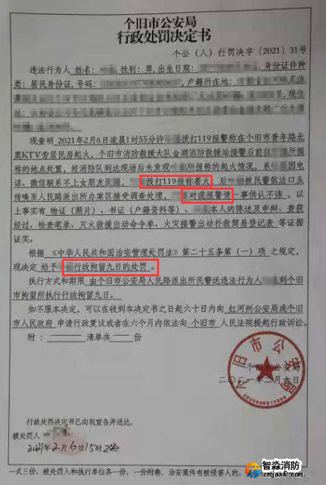謊報(bào)119 惡意報(bào)火警，行政拘留9日
